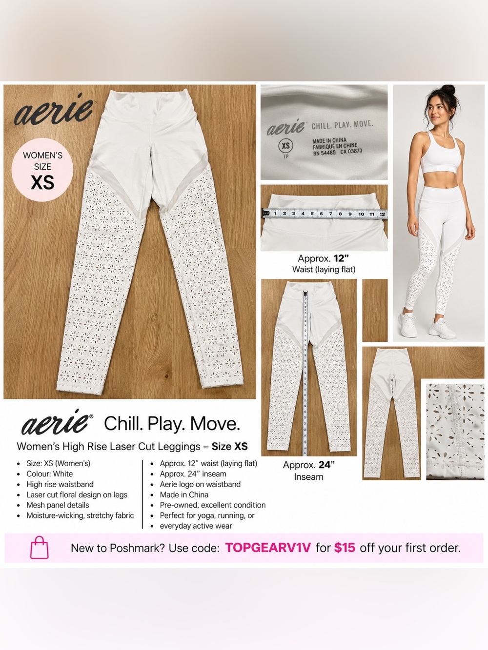 aerie
Women's High Rise Laser Cut Leggings - Size XS